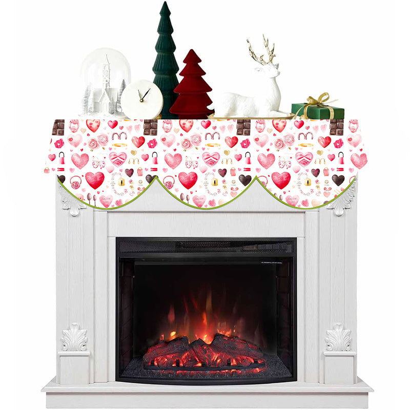 Valentine's Day Love Heart Fireplace Mantle Scarf 49.78cmx78.7cm Winter Decor