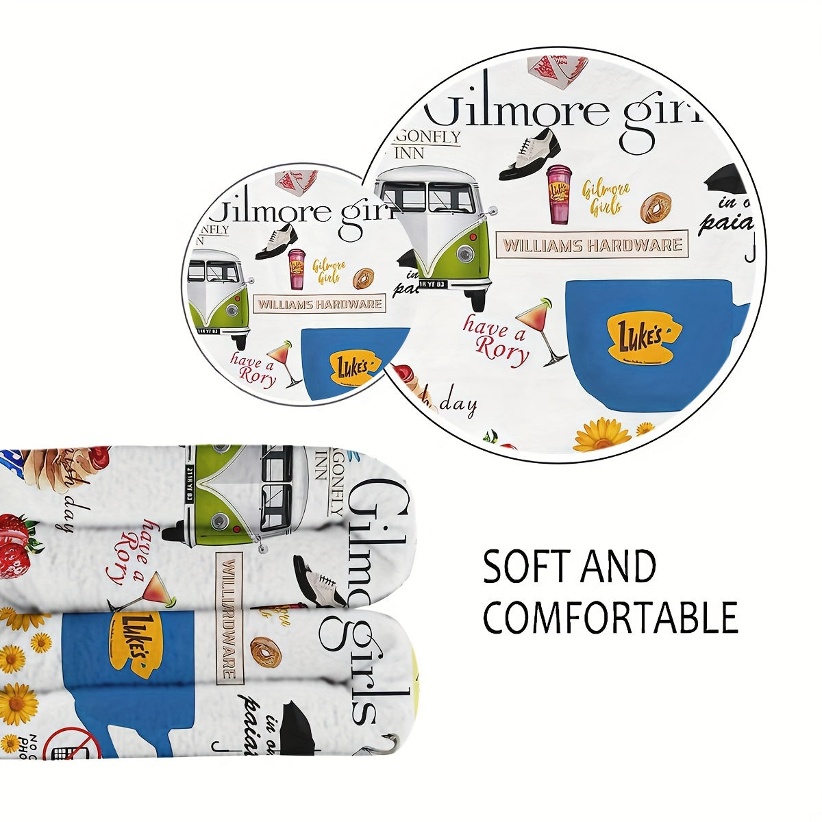 Reversible Flannel Throw Blanket for Couch Bed or Office Cozy Gift