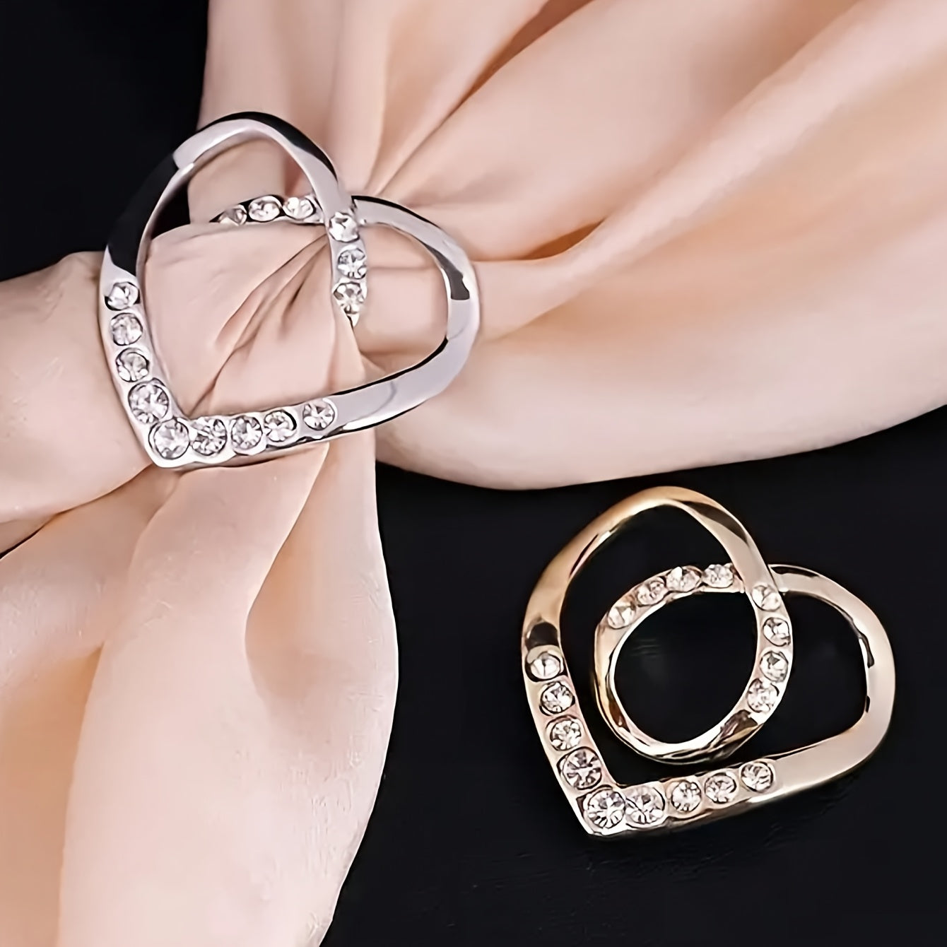 Elegant Alloy Heart-Shaped Brooch Pin with Faux Pearl and Rhinestones for Women