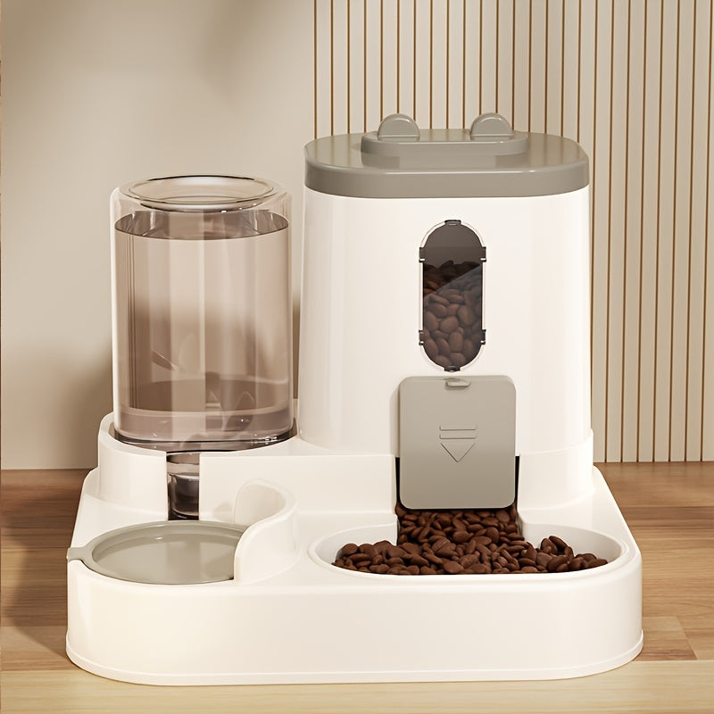 Automatic Cat Feeder and Water Dispenser Non-Electric Plastic Food and Water Station