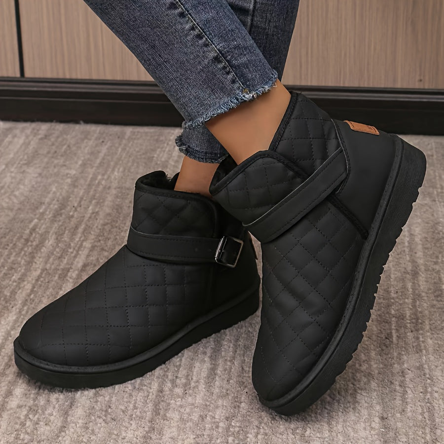 Women's Quilted Fleece-Lined Winter Snow Boots with Non-Slip Sole