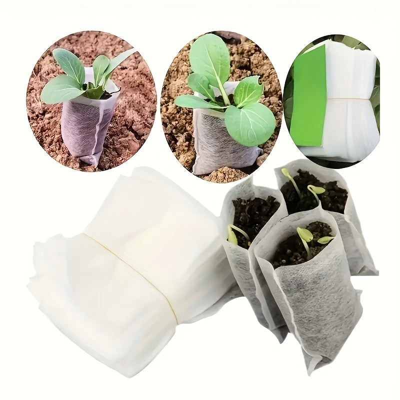 Biodegradable Seedling Nursery Bags 8x10cm Non-Woven Fabric 100 Pack