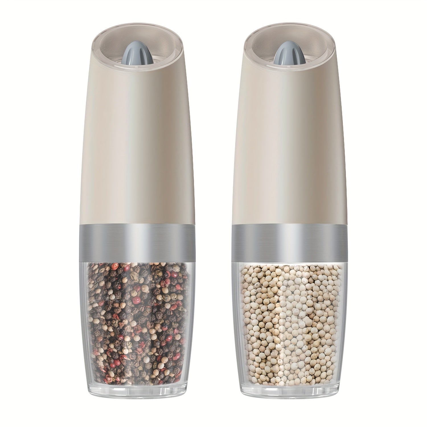 Electric Pepper and Salt Grinder Set with Adjustable Coarseness Battery Operated Stainless Steel with LED Light