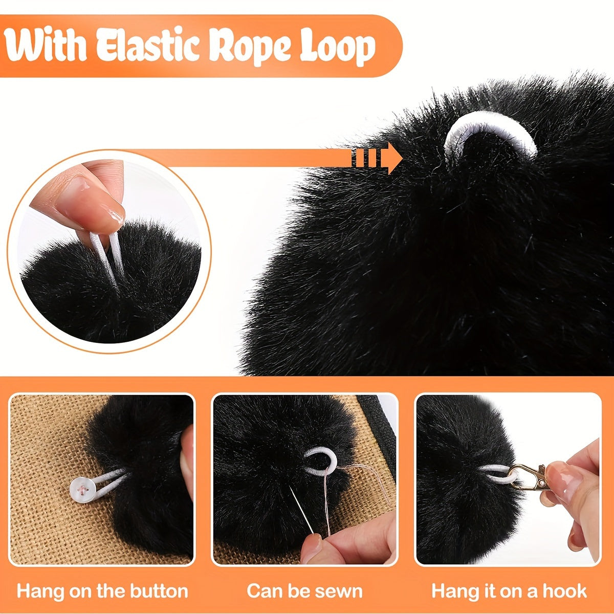 Set of 20 8cm Faux Rabbit Fur Pom Pom Keychains Fluffy Balls for Hats Bags and Accessories