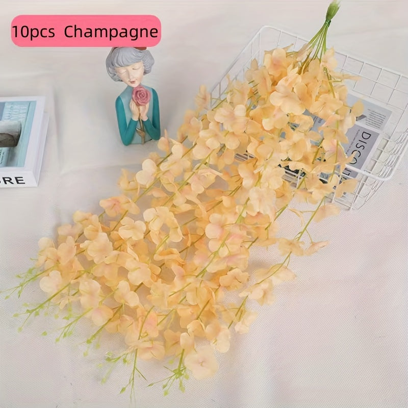 10 piezas de flores artificiales de vid púrpura para decoración de bodas y vacaciones al aire libre