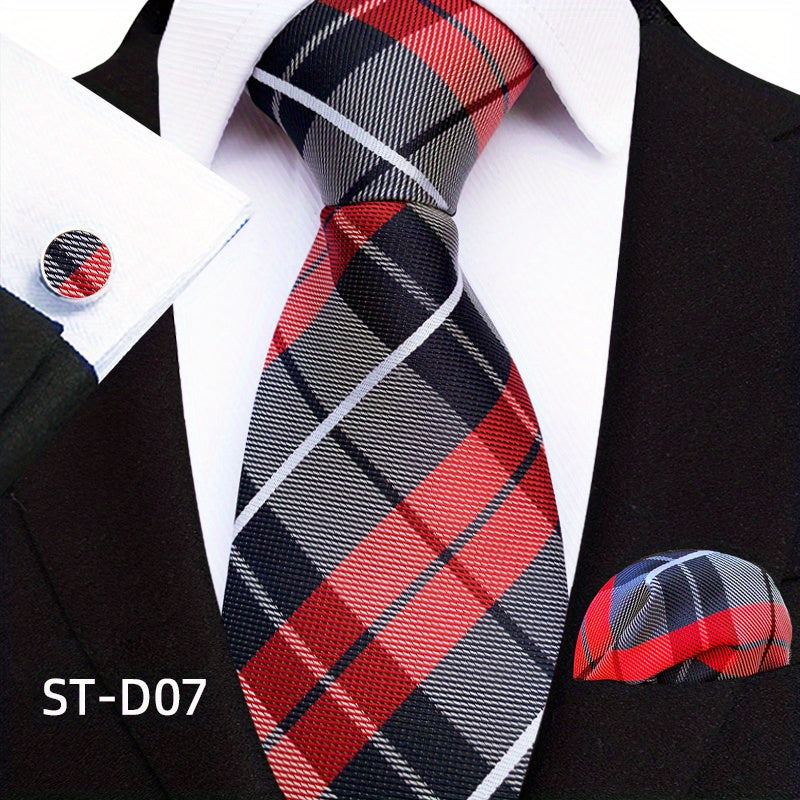 Men's Three-Piece Suit Set with Paisley Tie Pocket Towel and Cufflinks