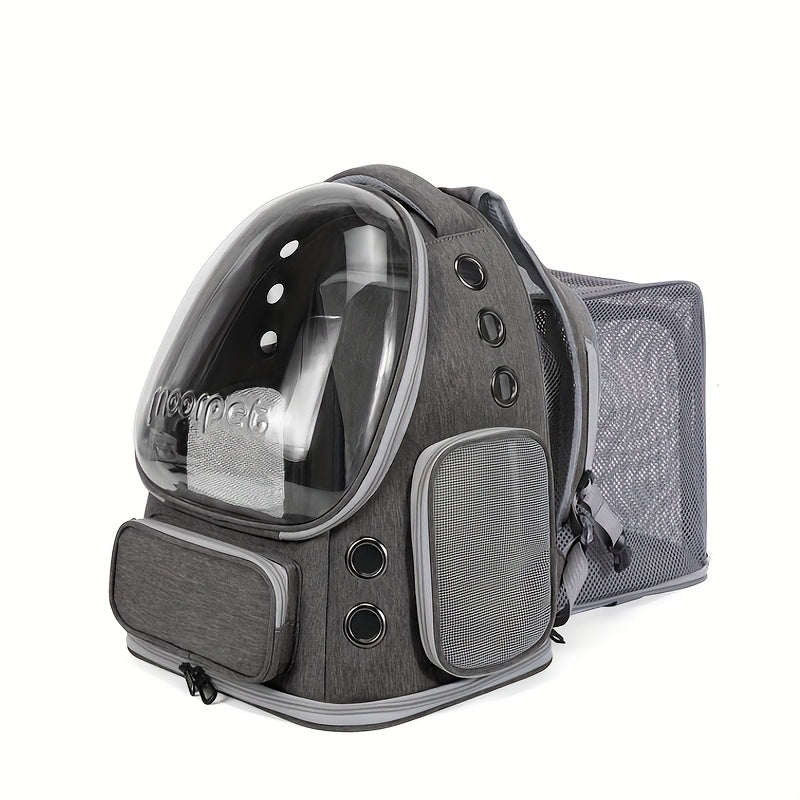Nylon Cat Backpack Carrier with Zipper Mesh Panels and Adjustable Straps