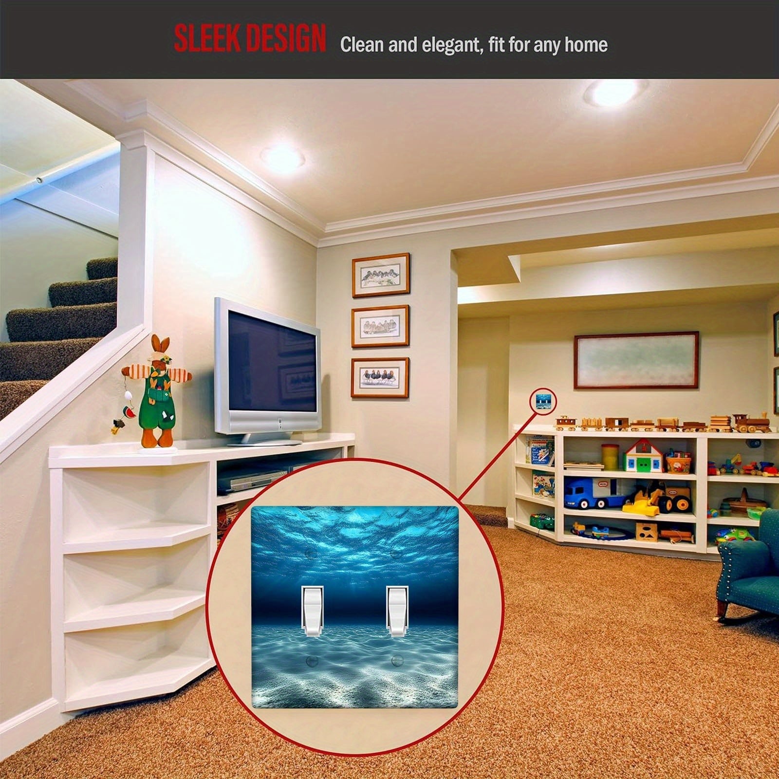 Ocean Themed Wall Plate with Blue Sea Print Unbreakable Polycarbonate