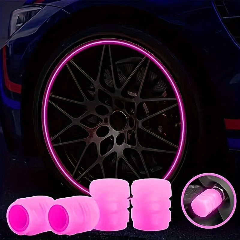 Universal Fluorescent Valve Stem Cap Set 4/8/12 Pcs Car Luminous Caps