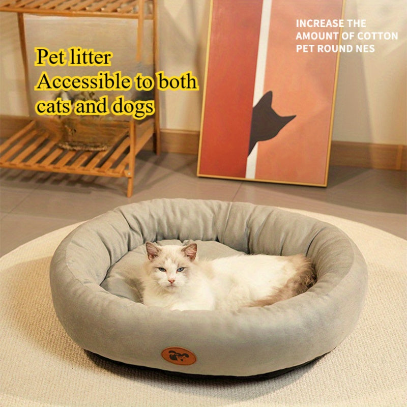 Oval Pet Bed for Cats and Dogs Cozy Classic Design All-Season Plush Nest