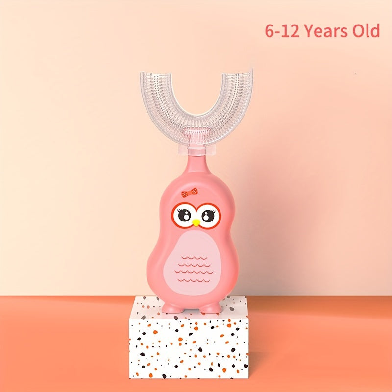 Зубная щетка с мультяшным дизайном, U-образной головкой и мягкой щетиной