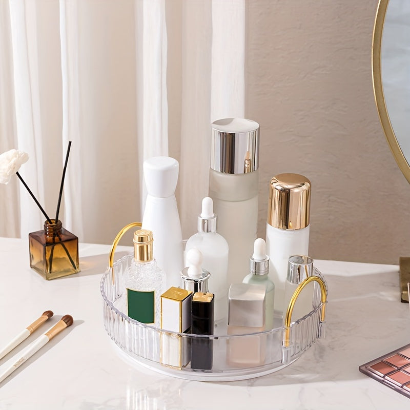 Spacious Rotating Makeup Organizer with Adjustable Carousel for Cosmetics