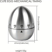 Egg-Shaped Stainless Steel Kitchen Timer 60-Minute Mechanical Alarm Cooking and Education