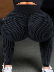 Ayollar uchun Seersucker yuqori belli yoga legginslari, ko'tarish va shakllantirish funksiyasi bilan