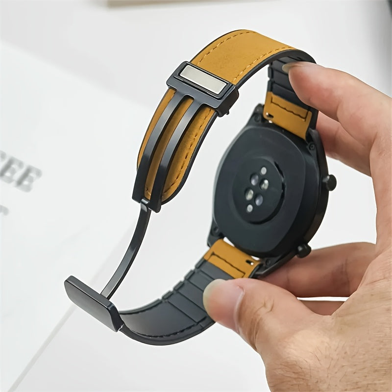 Unisex Synthetic Leather Smartwatch Band 20mm 22mm Water-Resistant Magnetic