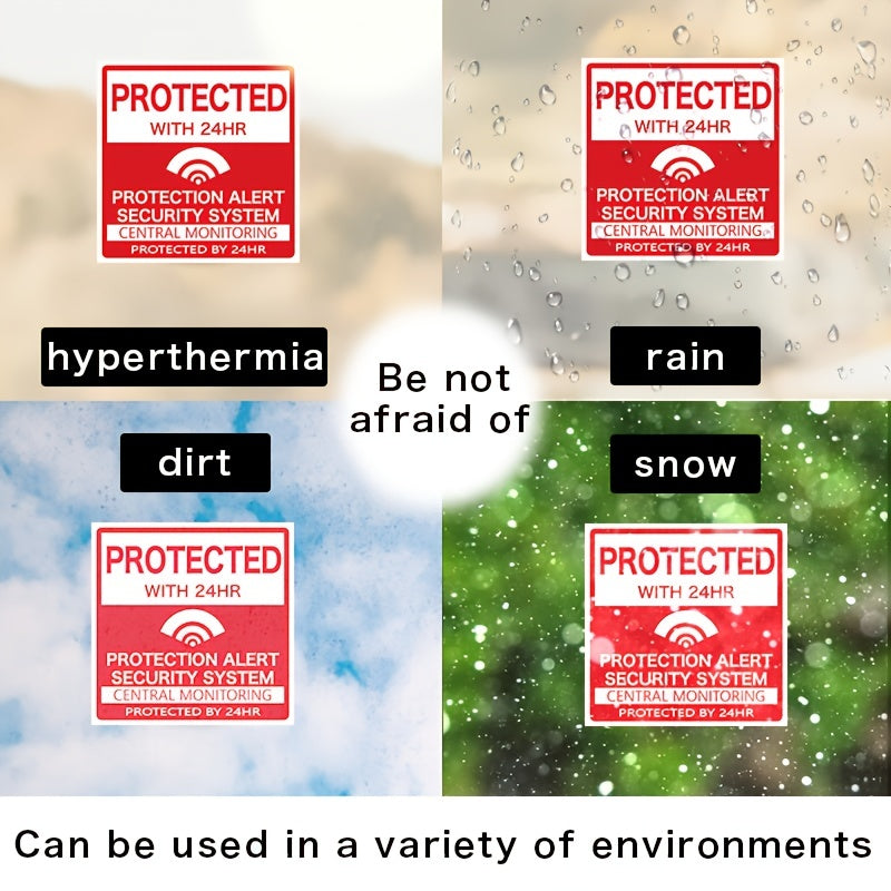 Set of 4 Home Security Alarm Stickers Matte Vinyl Decals for Windows and Doors