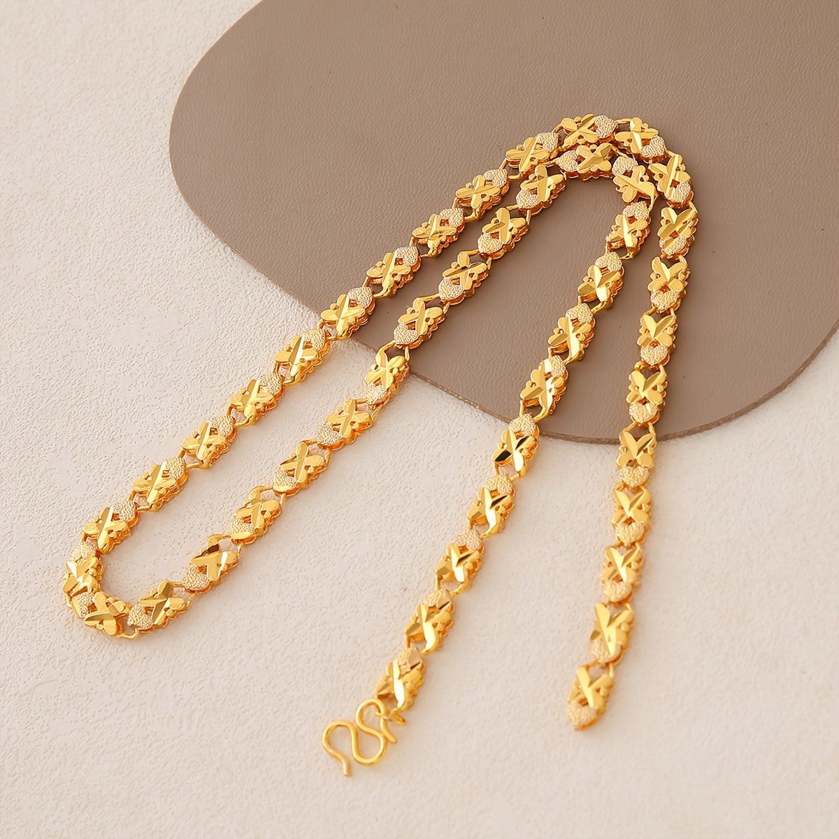 Women’s 24K Gold Plated Link Necklace for Weddings and Daily Wear
