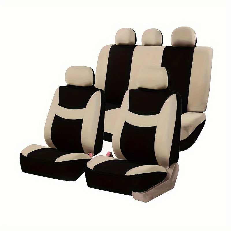 Full Seat Cover Set for 5-Seater Car Polyester Knit Fabric Universal Fit