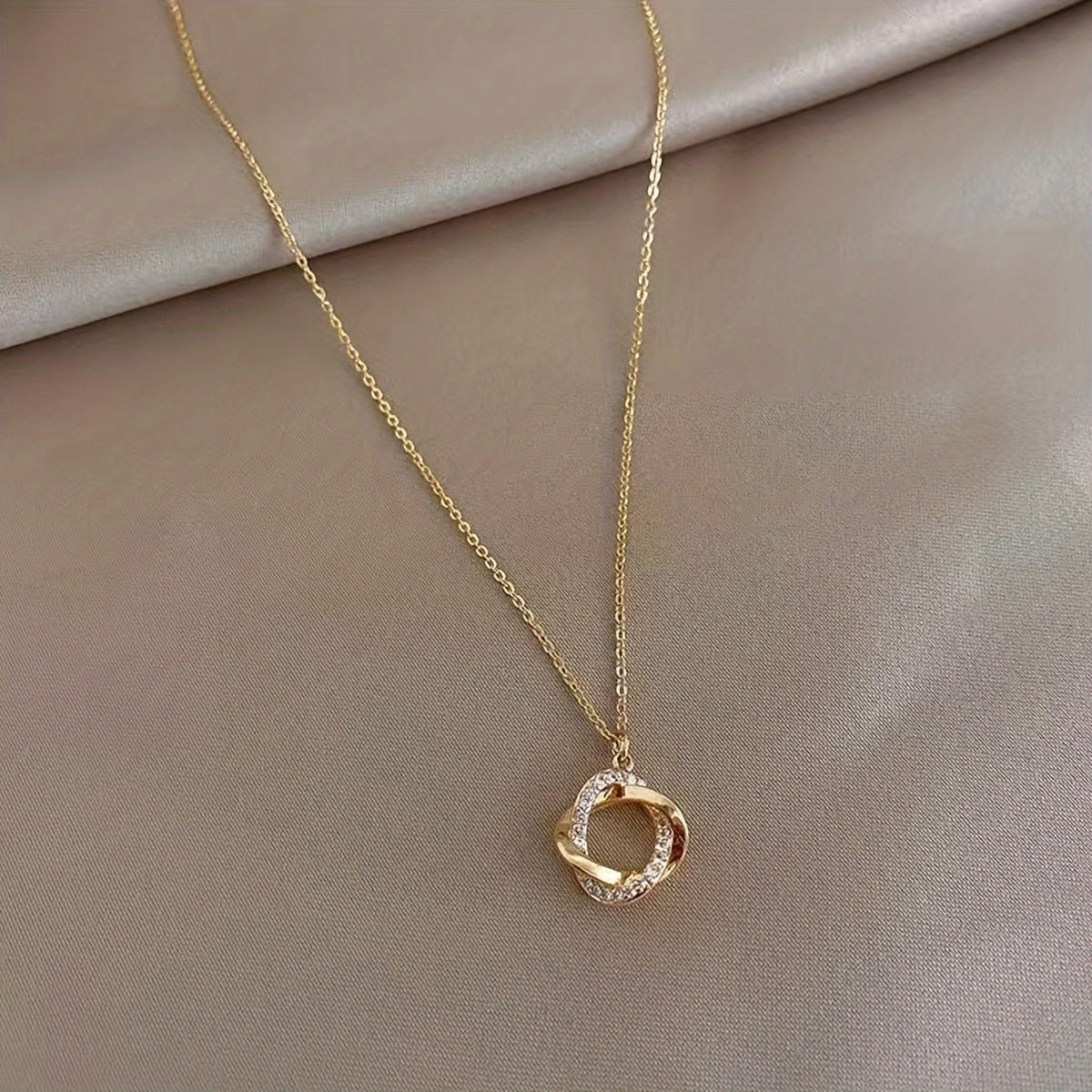Women's Gold Pendant Necklace with Faux Diamond for Daily Wear