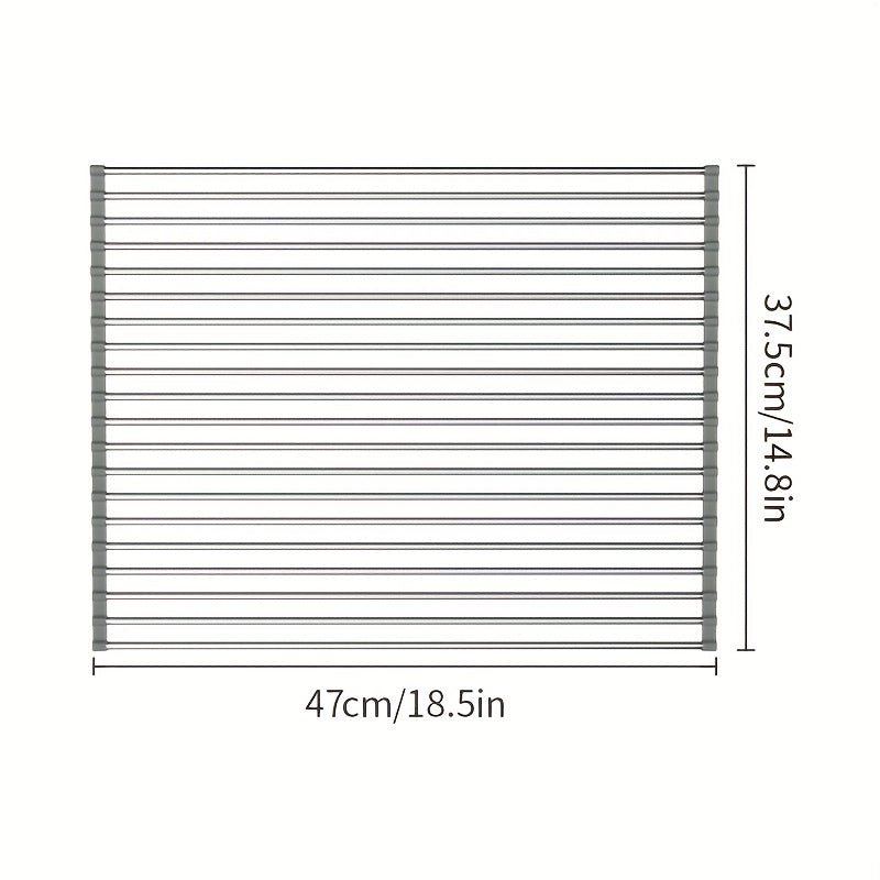 Foldable Dish Drying Rack for Kitchen Sink, Roll-Up Drain Organizer, Space-Saving Kitchen Tool