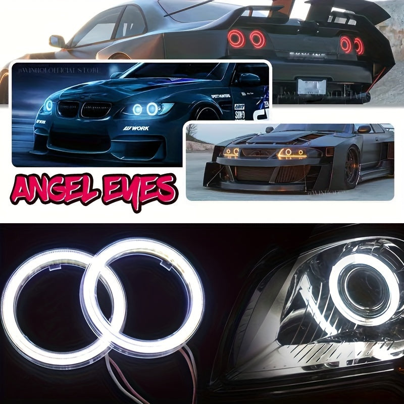 2 piezas 70mm Luces de halo LED en forma de ángel para coche y motocicleta Luces decorativas