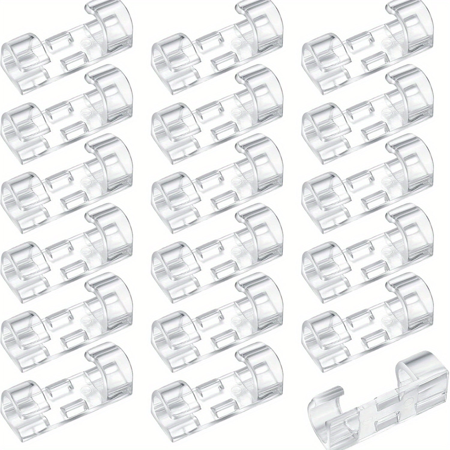 120-Pack Clear Adhesive PC Cable Clips for Wire Organization in Home and Office