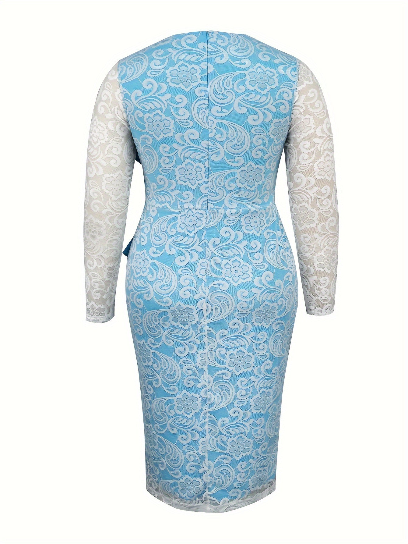 Women's Lace Party Dress Long Sleeve Slim Fit Midi Wedding Attire