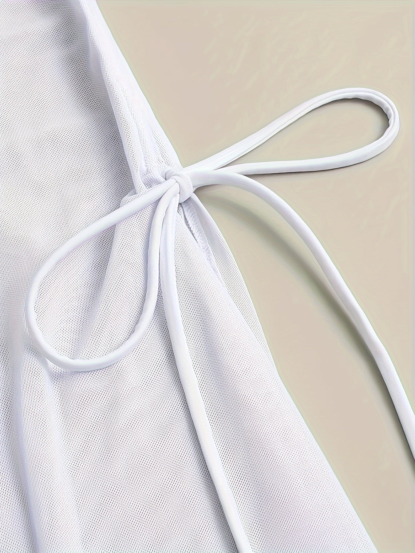 Women's Mesh Cover-Up Dress Solid Color Side Split Drawstring Sleeveless