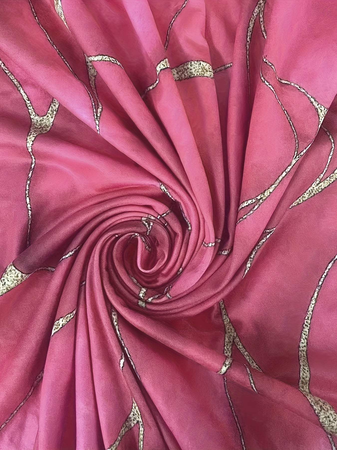 Plus Size Maxi Dress with Blue and Gold Geometric Print Crew Neck Short Sleeves Stretchy Polyester for Spring Summer