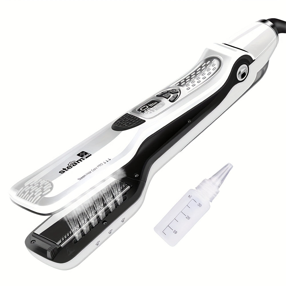 Salon steam straightener and curler with ceramic tourmaline plates digital display