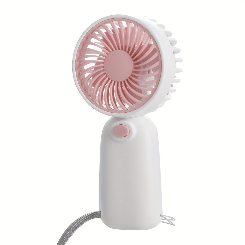 Portable Handheld Fan with Multi-Color Blades, Lightweight Plastic, Battery Operated for Office Travel Camping