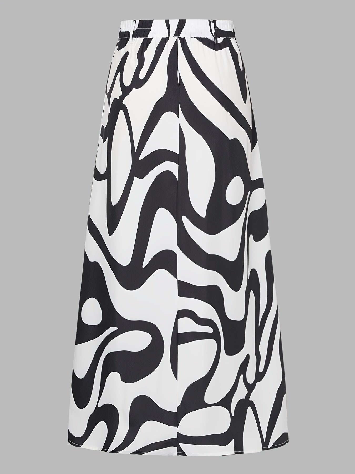 Women's Plus Size Maxi Skirt Polyester Geometric Pockets Black White Zebra