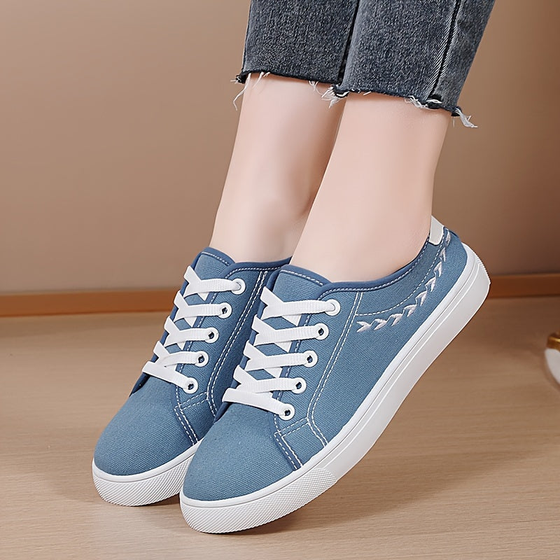 Women's Casual White Canvas Shoes Fashion Low-Top Breathable Footwear