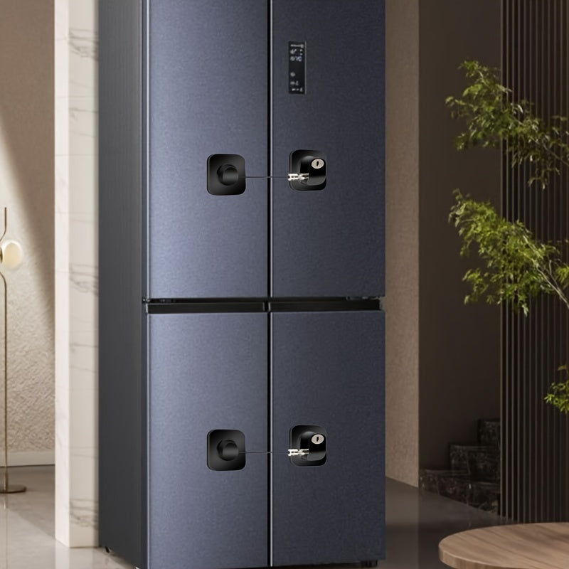 Child Safety Fridge Lock Non-Toxic Plastic White Black Key for Pantry Freezer