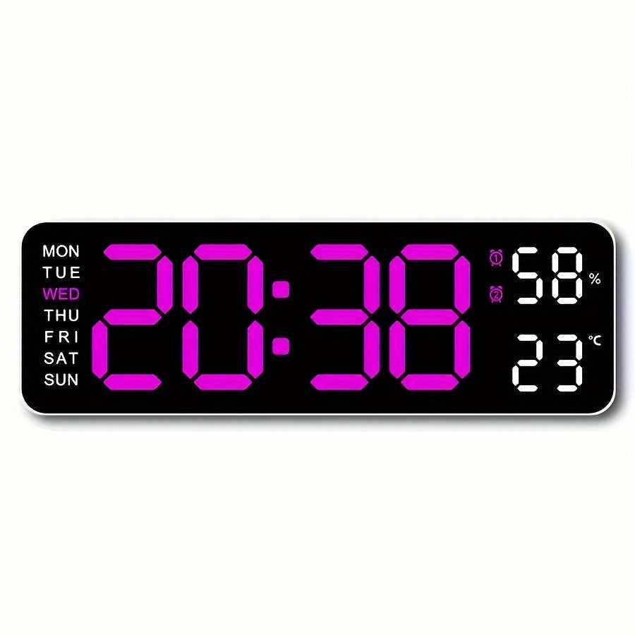 LED Digital Clock with Temperature and Humidity Display Wall or Table Decor Silent Multi-Functional