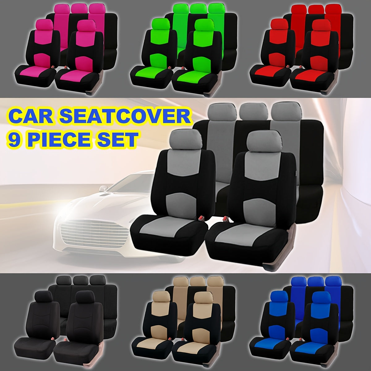 Polyester Car Seat Cover Set for 5 Seats Universal Fit Breathable Durable