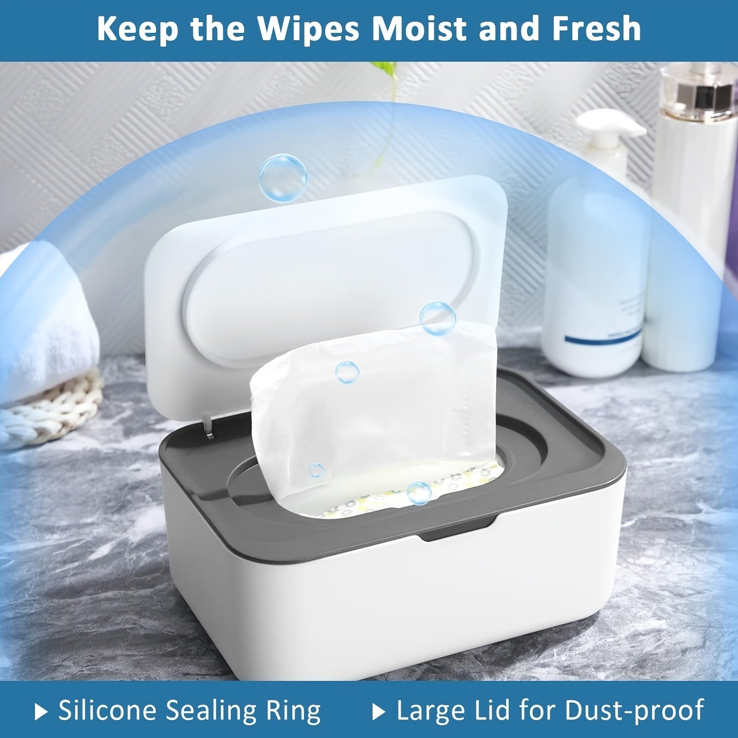 Adult Wipe Dispenser Refillable Container with One-Hand Operation Non-Slip Design