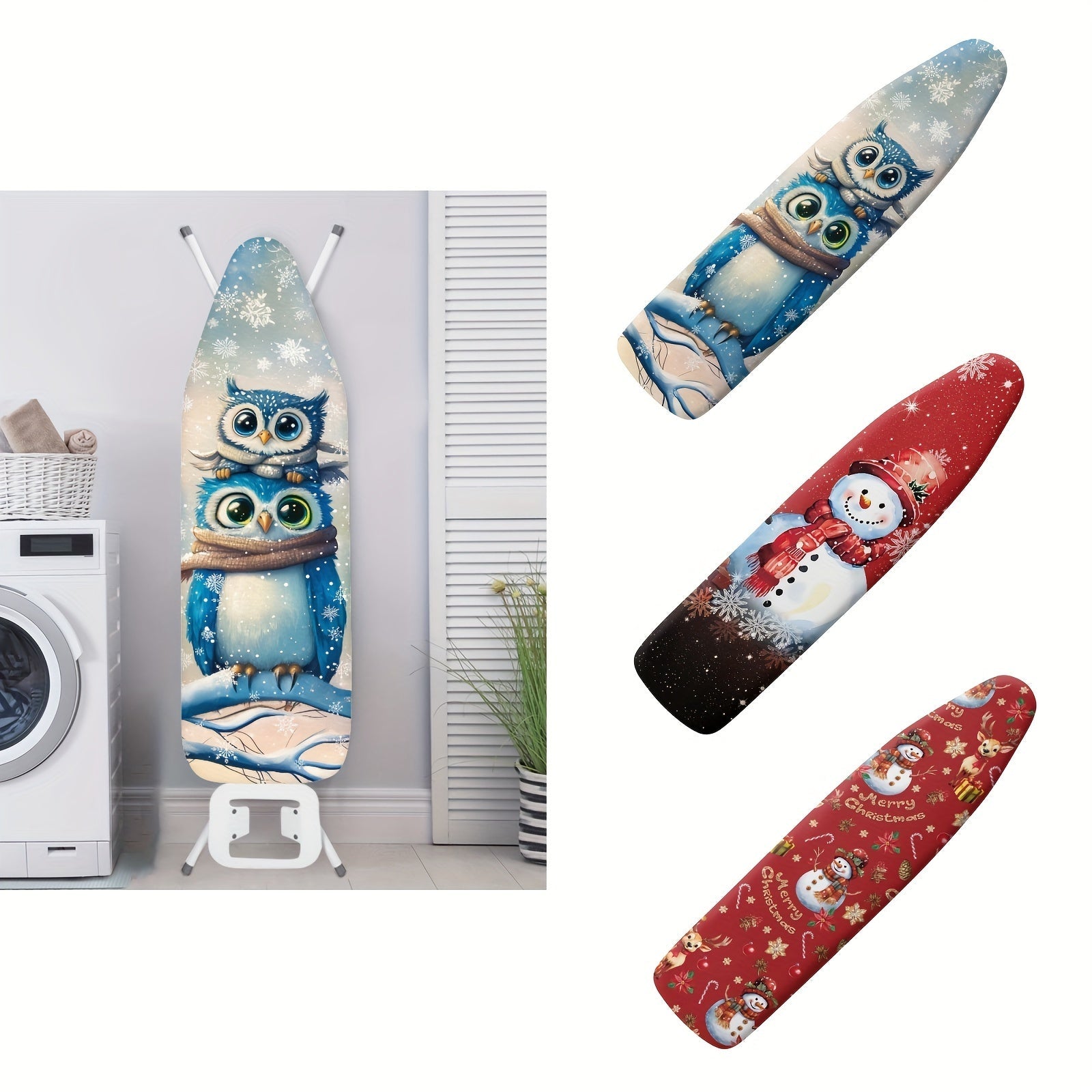 Christmas Themed Ironing Board Cover Set with Elastic Fit and Festive Design