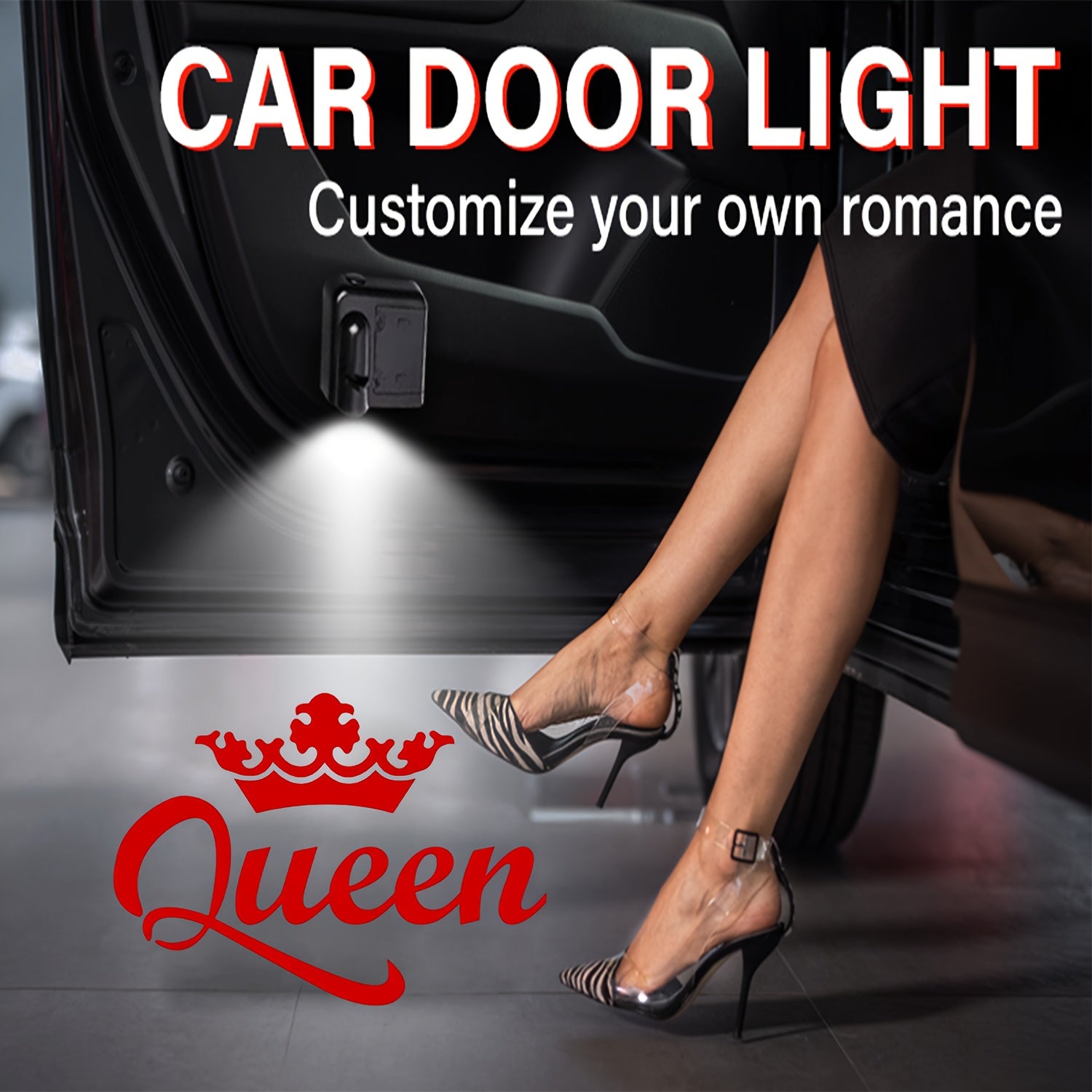 Queen Pattern Car Door Welcome Projection Light LED Shadow Lamp for All Vehicles
