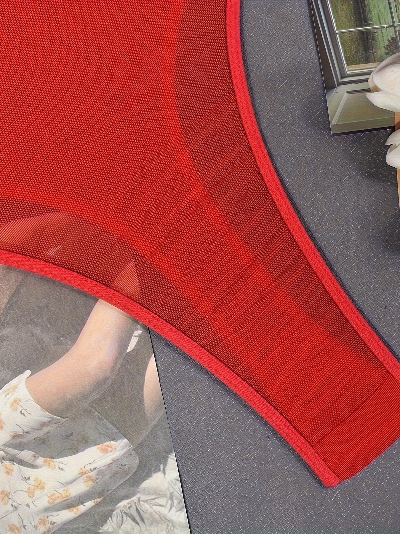 Women's Sheer Floral Bodysuit with Delicate Straps for Intimate Wear