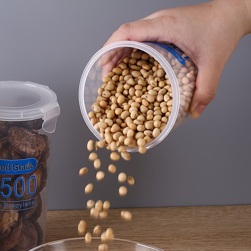 Set of 4 Clear Plastic Airtight Food Storage Containers with Lids for Cereal Rice Pasta Flour Sugar