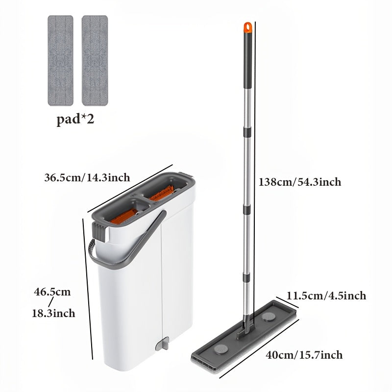 Qo'lda ishlatiladigan mop va kova to'plami barcha sirtlar uchun, mustahkam plastmassa, 2-in-1 tozalash