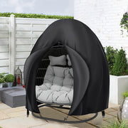 Black Oxford Cloth Swing Cover with Zipper Closure for All-Season Outdoor Patio