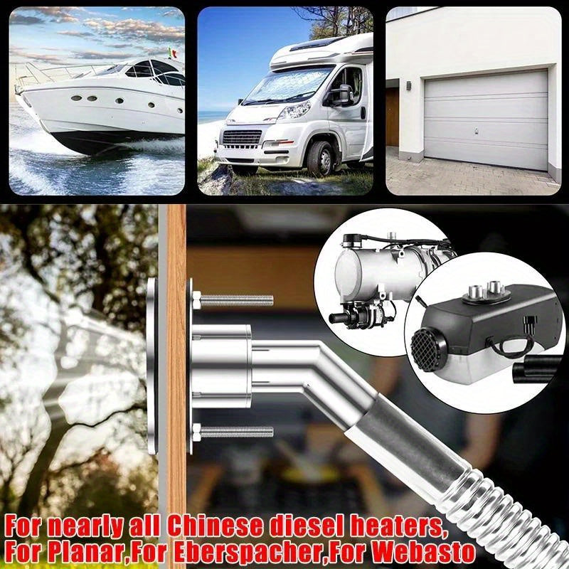 Stainless Steel Heater Exhaust Pipe Kit 24mm 60cm for Parking Heaters