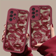 High-Value Mobile Phone Case with Red Lip Print for Galaxy Models TPU Durable Protective Cover