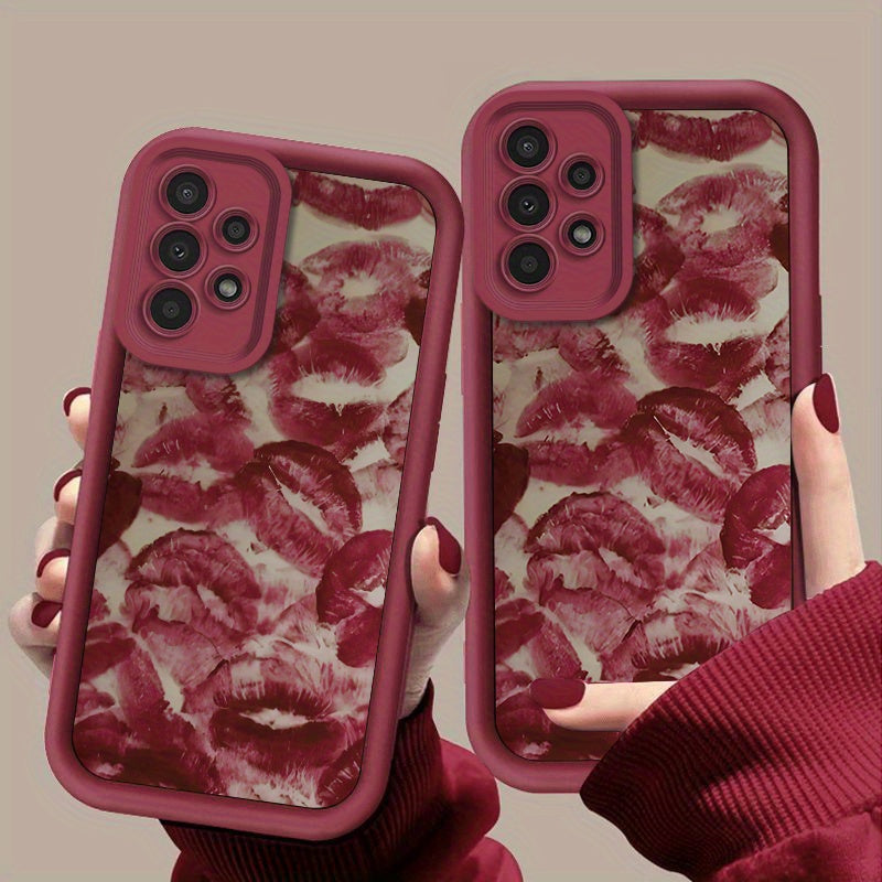 High-Value Mobile Phone Case with Red Lip Print for Galaxy Models TPU Durable Protective Cover