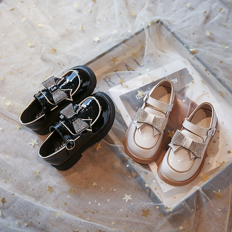 Girls Mary Jane Shoes with Bowknot Non-Slip Soles for Spring and Autumn