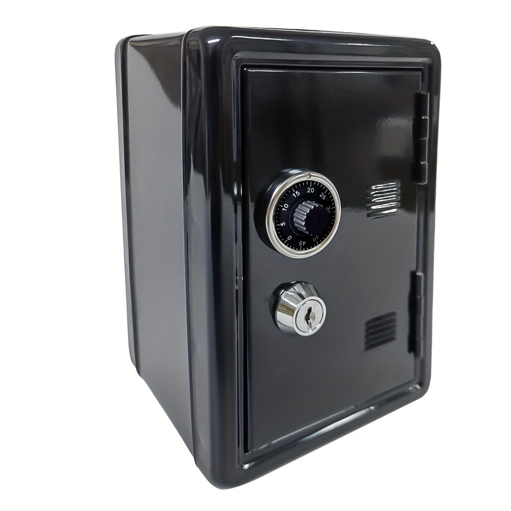 Mini Safe Bank with Combination Lock and Key for Home Storage Black 17.78cm
