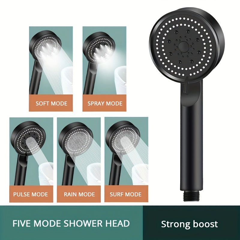 Handheld Shower Head with 5 Modes, Light Beige, Water Saving, Easy Install