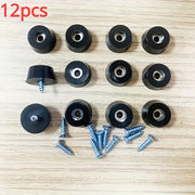 12 Rubber Foot Mats with Stainless Steel Screws for Furniture and Electronic Devices